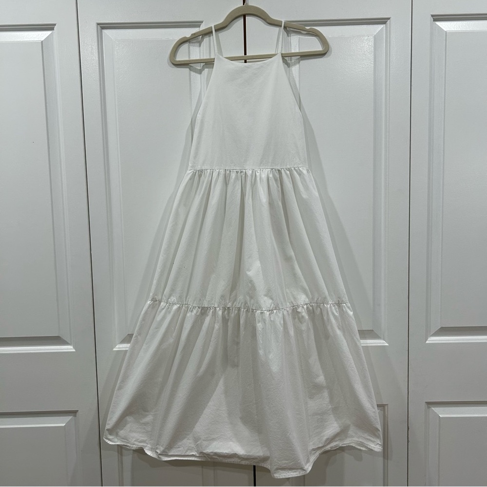 Lush Cotton Tiered Maxi Sundress Offwhite Boho Flowy Cottagecore Prairiecore M